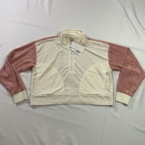 NWT L*Space Best Life Pullover XS Primrose Cream Colorblock Terry Cloth Half Zip